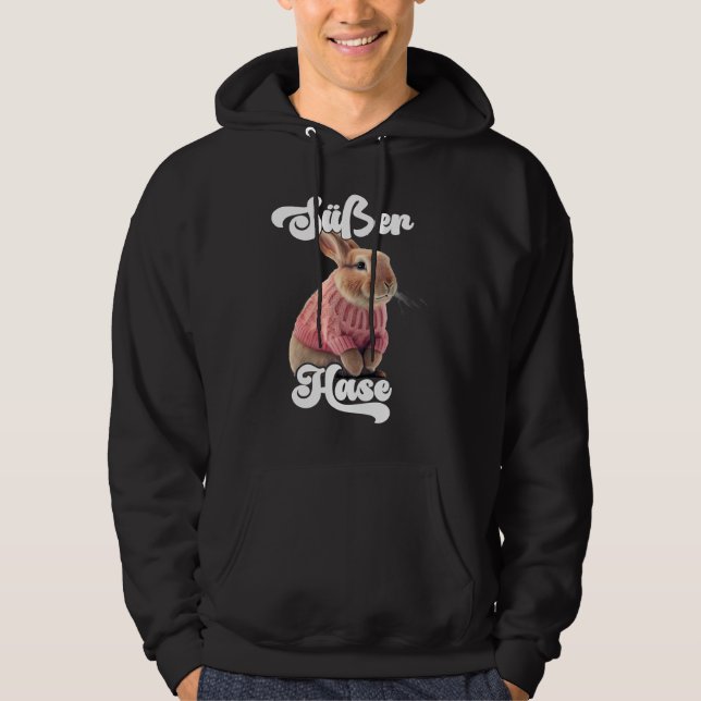 Cute Rabbit Retro Winter Ski Rabbit Hoodie (Framsida)