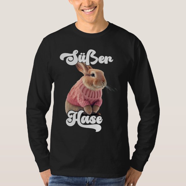 Cute Rabbit Retro Winter Ski Rabbit T Shirt (Framsida)