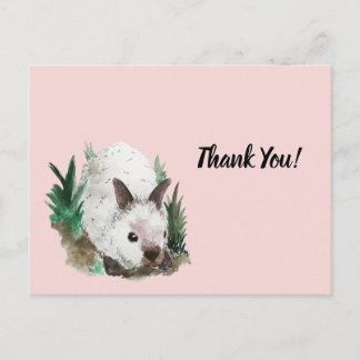 Cute Rabbit Rosa Baby Shower Tack Vykort