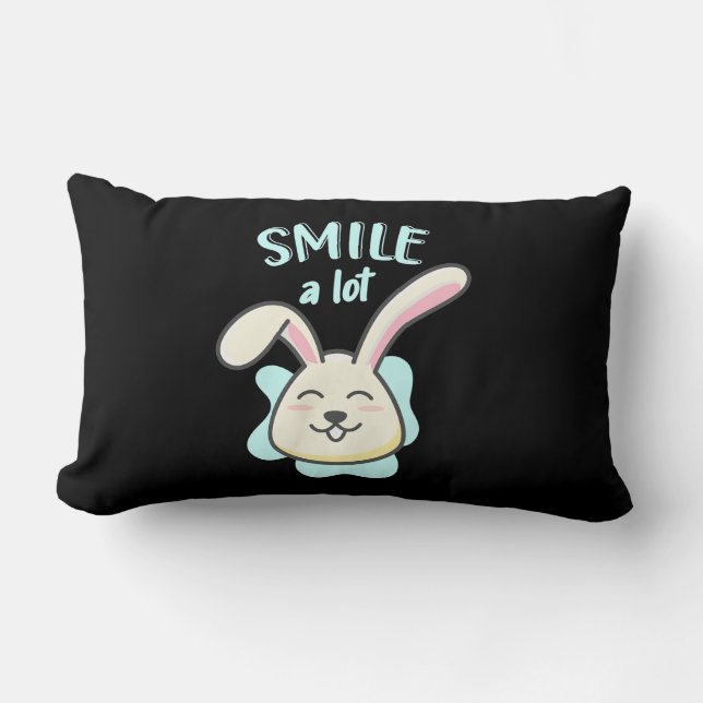 Cute Rabbit Smile A Lot Lumbarkudde (Framsida)