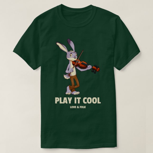 Cute Rabbit Spela en violin T Shirt (Design framsida)
