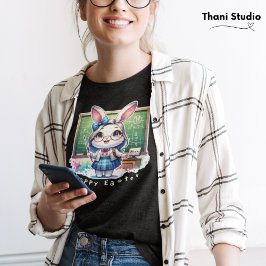 Cute Rabbit Teacher Hoppy Påsk och eget namn T Shirt