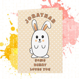 Cute Rabbit Tecknad lite Bunny Kärlek Du födelseda Kort