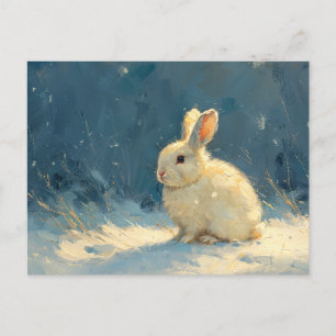 Cute Rabbit under vinter-Oljemålningen Vykort