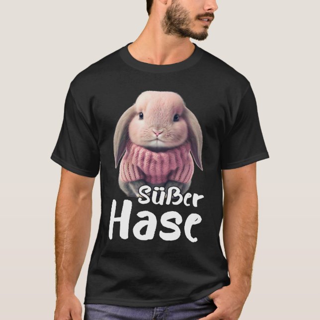 Cute rabbit winter rabbit skiing t shirt (Framsida)