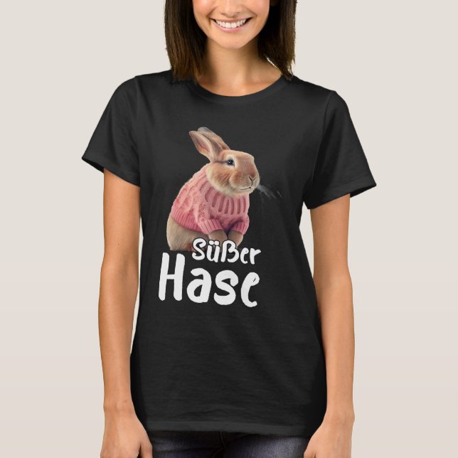 Cute Rabbit Winter Ski Rabbit T Shirt (Framsida)