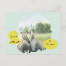 Cute Rabbits Flytta House Ny adress Meddelande Vykort