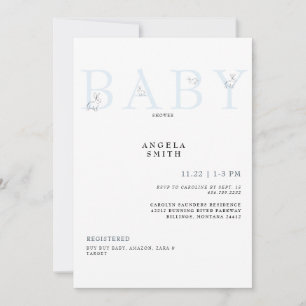 Cute Rabbits Light Blue Gingham Baby Shower Invita Inbjudningar