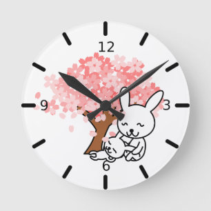 Cute Rabbits - Rund Klocka