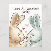 Cute Rabbits Valentine-vykort