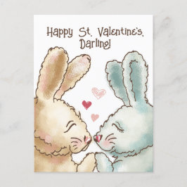 Cute Rabbits Valentine-vykort Vykort