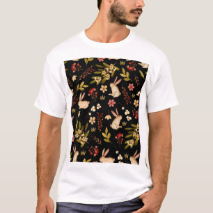 Cute Rabbits: Watercolor Hand Drawn Mönster T Shirt