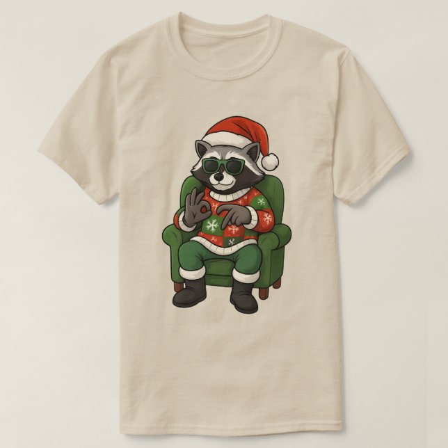 Cute Raccoon 67 Meme Six Seven 6-7 Christmas  T Shirt (Design framsida)