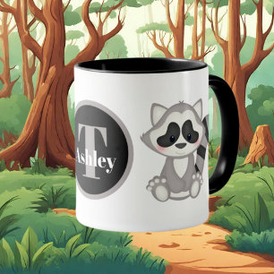 Cute raccoon älskare add monogram mugg