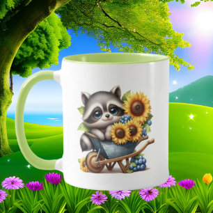 Cute raccoon älskare add monogram mugg