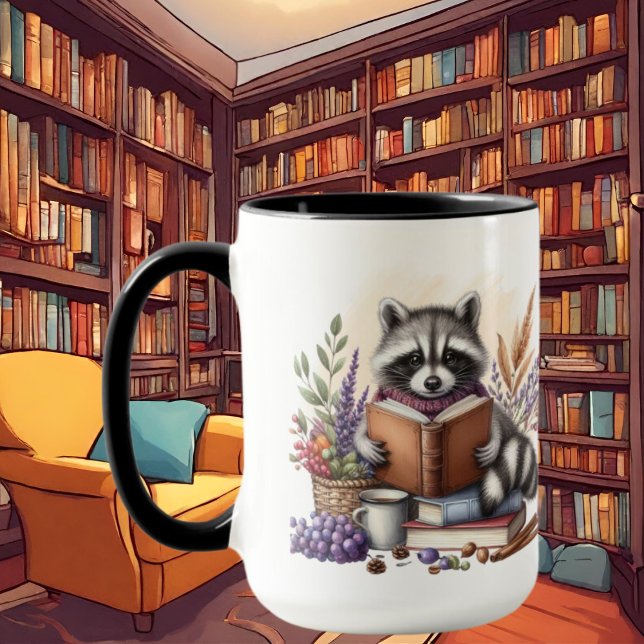 Cute raccoon älskare add monogram mugg (Skapare uppladdad)