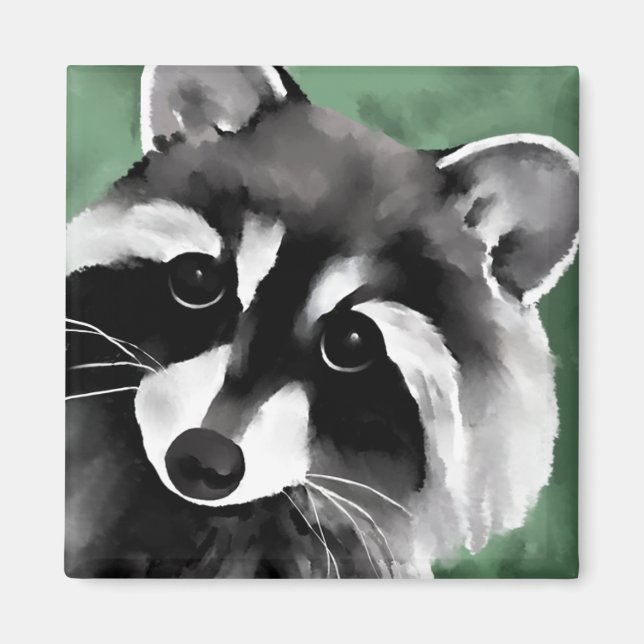 Cute Raccoon Ansikte Magnet (Framsidan)