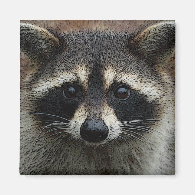 Cute Raccoon Ansikte Photo Magnet (Framsidan)