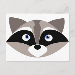 Cute Raccoon Ansikte Vykort