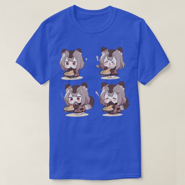 Cute Raccoon äter allt animerat T Shirt (Design framsida)