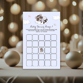 Cute Raccoon Baby Shower Game Bingo