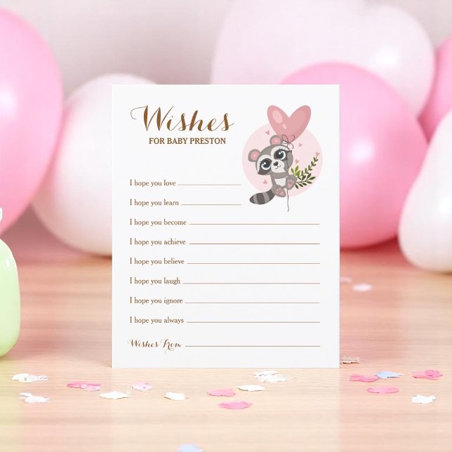 Cute Raccoon Baby Shower Game Önskemål för Baby (Cute Raccoon Baby Shower Game Wishes For Baby
)