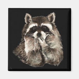 Cute Raccoon Blowing Kisses Humor djurkonst Magnet