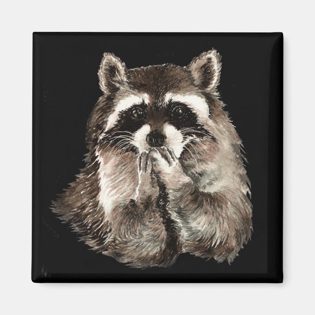 Cute Raccoon Blowing Kisses Humor djurkonst Magnet (Framsidan)