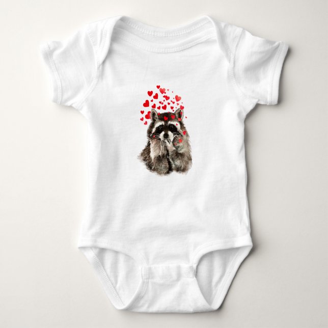 Cute Raccoon Blowing Kisses Kärlek Hearts T Shirt (Framsida)