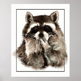 Cute Raccoon Blowing Kisses Roligt art Poster