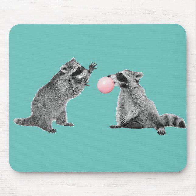 Cute Raccoon Blue Bubble Gum Musmatta (Framsidan)