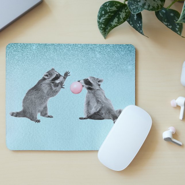 Cute Raccoon Blue Bubble Gum Musmatta (Skapare uppladdad)