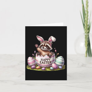 Cute Raccoon Bunny Kids Manar Påsk Raccoon Kort