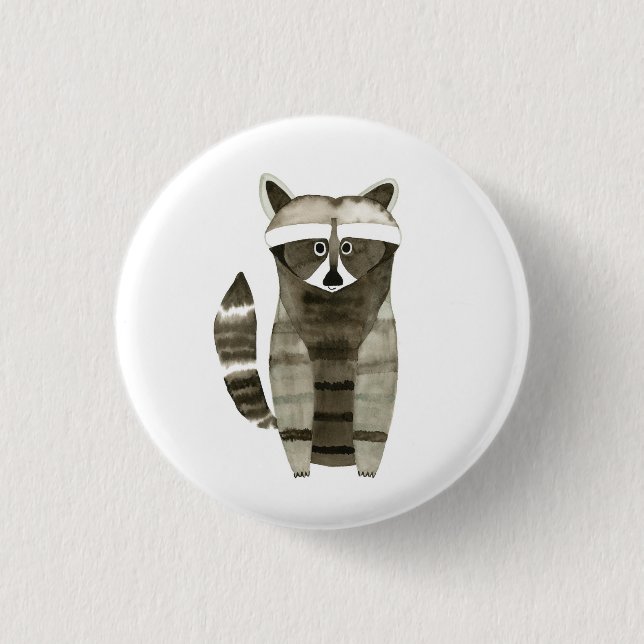Cute Raccoon Button, Pin Knapp (Framsida)