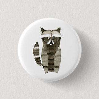 Cute Raccoon Button, Pin Knapp