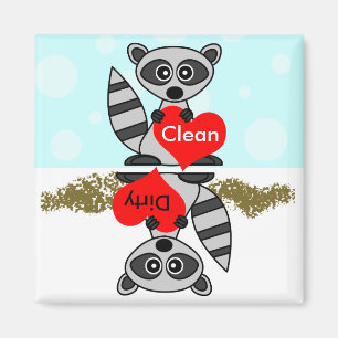 Cute Raccoon Clean / Dirty Dishwasher Magnet