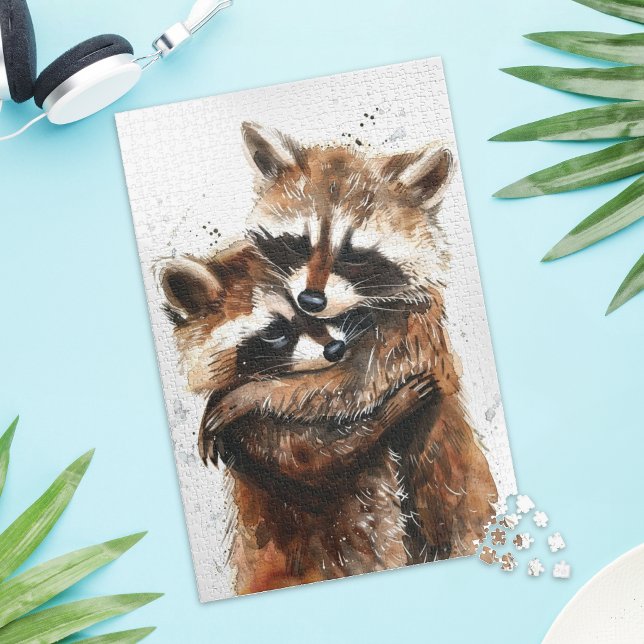Cute Raccoon Couple Love Jigsaw Puzzle Pussel (Skapare uppladdad)