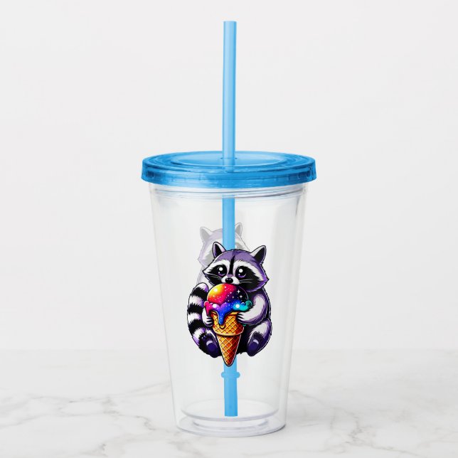 Cute Raccoon Eatum a Space Cream Cone Take Away Mugg (Framsida)