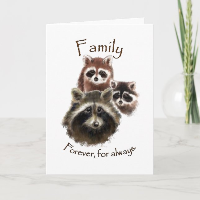 Cute Raccoon Family, Forever and Always, citat Kort (Framsida)