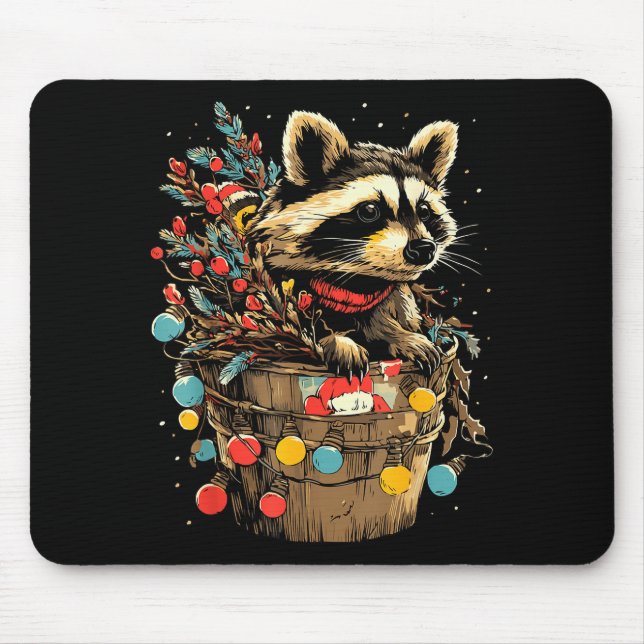 Cute Raccoon Festive Winter Scenery Forest Animal  Musmatta (Framsidan)