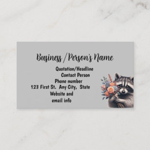 Cute Raccoon Florist Flowers Delivery Business Visitkort