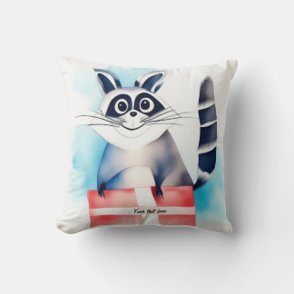 Cute raccoon-födelsedagspresent kudde