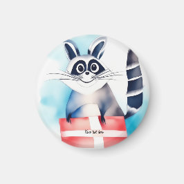 Cute raccoon-födelsedagspresent magnet