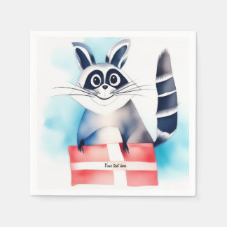 Cute raccoon-födelsedagspresent pappersservett