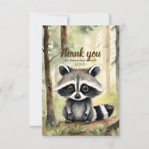 Cute Raccoon Gender Neutral Baby Shower Tack Kort