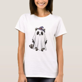 Cute Raccoon Ghost in Witch Hat Halloween T Shirt