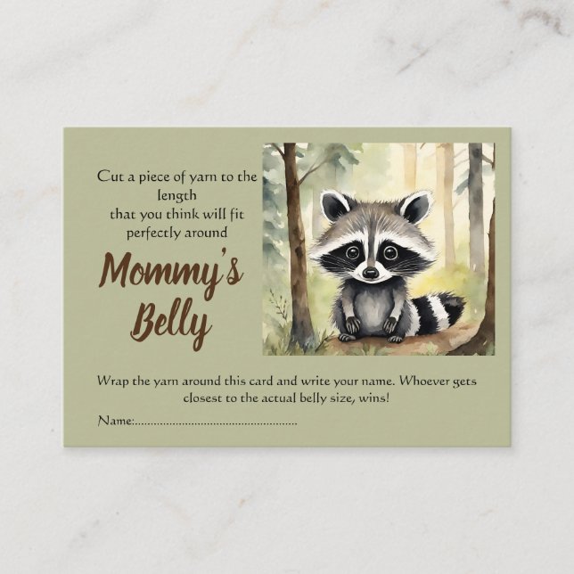 Cute Raccoon gissar att Mamma Belly Storleka Baby- Tilläggskort (Framsida)
