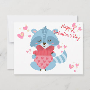 Cute Raccoon Glad Alla hjärtans dag! Helgdag-kort Vykort