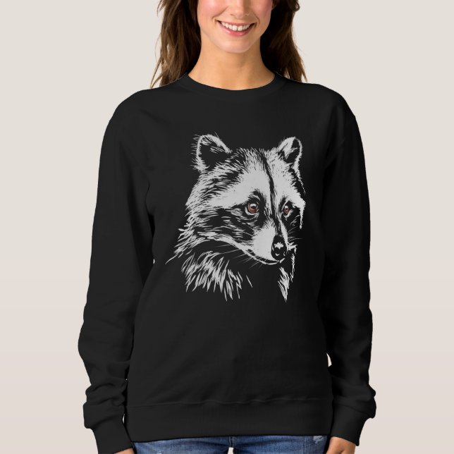 Cute Raccoon Hand plockade Sketch Artistic T Shirt (Framsida)