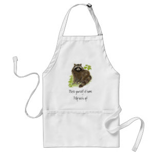 Cute Raccoon, hjälp Tvätta upp, djur Förkläde